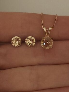 Rose Gold And Morganite Pendant And Matching Stud Earrings